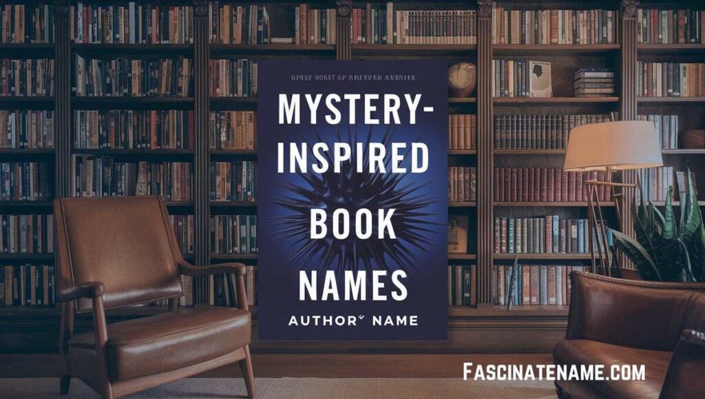 A collection of intriguing book titles inspired by mystery themes, featuring dark colors and enigmatic designs.