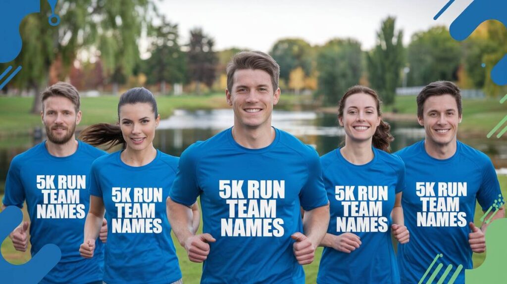 A collage of creative team for a 5k run, showcasing fun and energetic phrases to inspire runners.