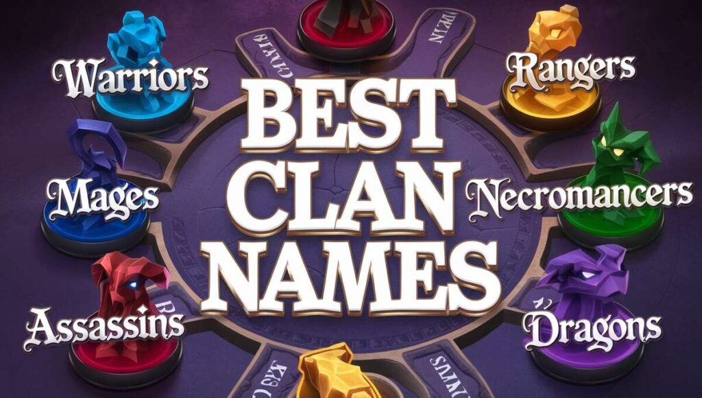 A creative list of the best clan names in gaming, showcasing unique and catchy options for players to choose from.