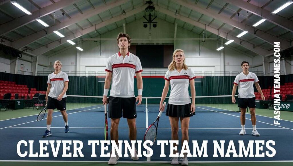  A creative collage of clever tennis team  displayed on colorful banners at a lively sports event.