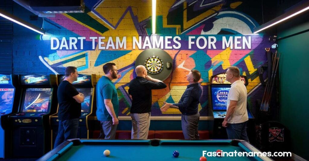 A creative list of fun and catchy dart team for men, perfect for your next game night or tournament.