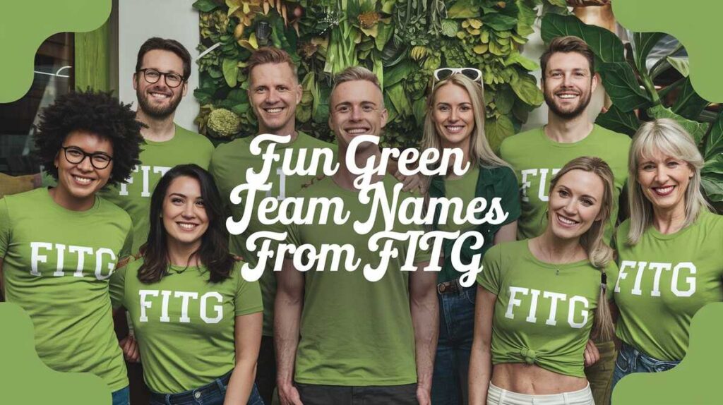 A vibrant graphic showcasing creative and fun green team inspired by fitness and teamwork.