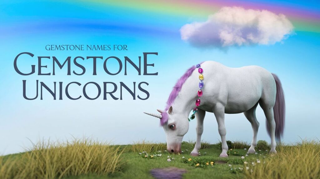 Vibrant 3D gemstone unicorns, beautifully crafted to highlight their enchanting features and dazzling colors.