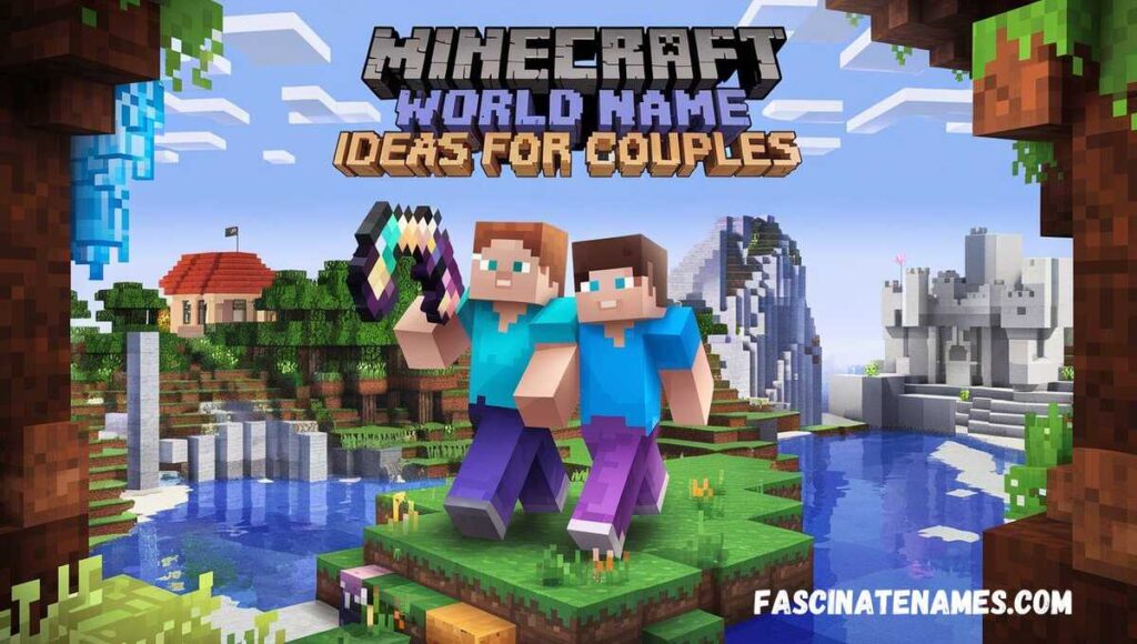 A creative list of cute Minecraft world name ideas for couples, perfect for building together in the game.