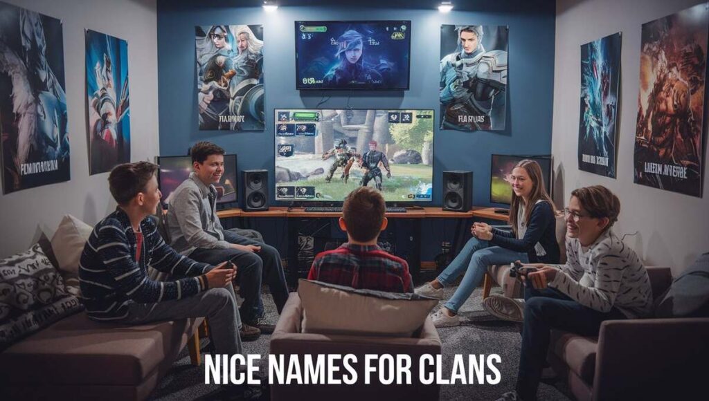 A computer screen showcasing a list of creative and interesting clan names for gamers.