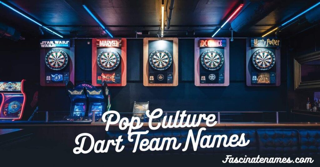 A creative collage of quirky pop culture-inspired team names, showcasing fun and unique ideas for any event or competition.