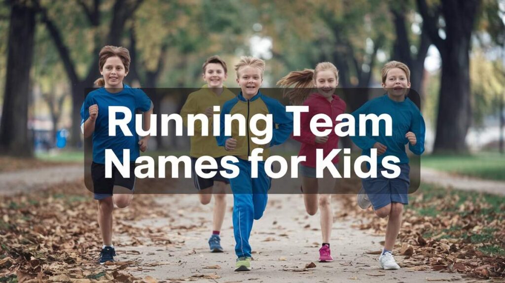 A colorful graphic showcasing fun and creative running team names for kids, inspiring teamwork and energy.