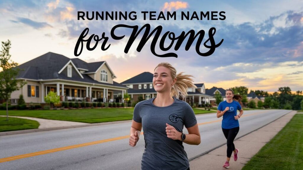 A creative list of fun and inspiring running team for moms, showcasing their strength and camaraderie.