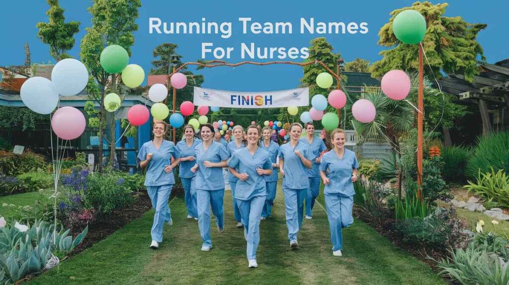 An engaging image featuring catchy and motivating running team names designed for nursing professionals.