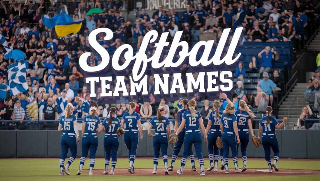 A creative list of unique softball team names featuring the phrase "softball team names" prominently displayed.