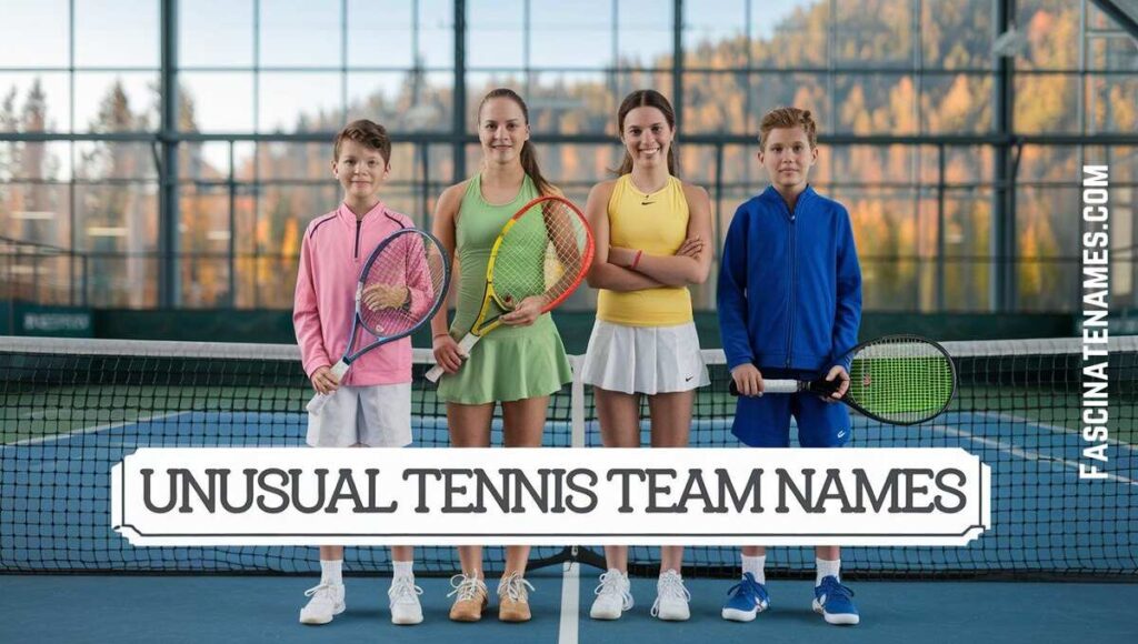 A collection of eye-catching banners with unique tennis team , highlighting the fun and creativity in team identities.