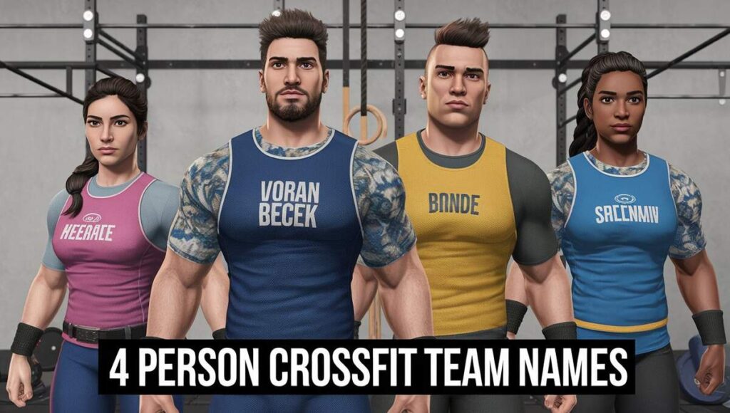 Four individuals stand outside a CrossFit gym, showcasing a vibrant fitness community and active lifestyle.