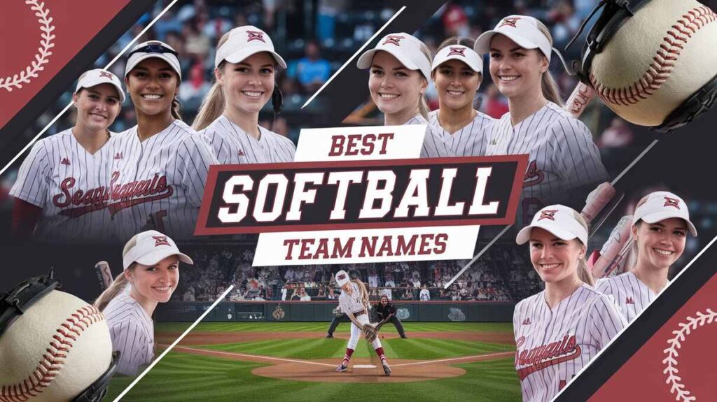 A creative list of the best softball team names displayed on a colorful background, showcasing team spirit and camaraderie.