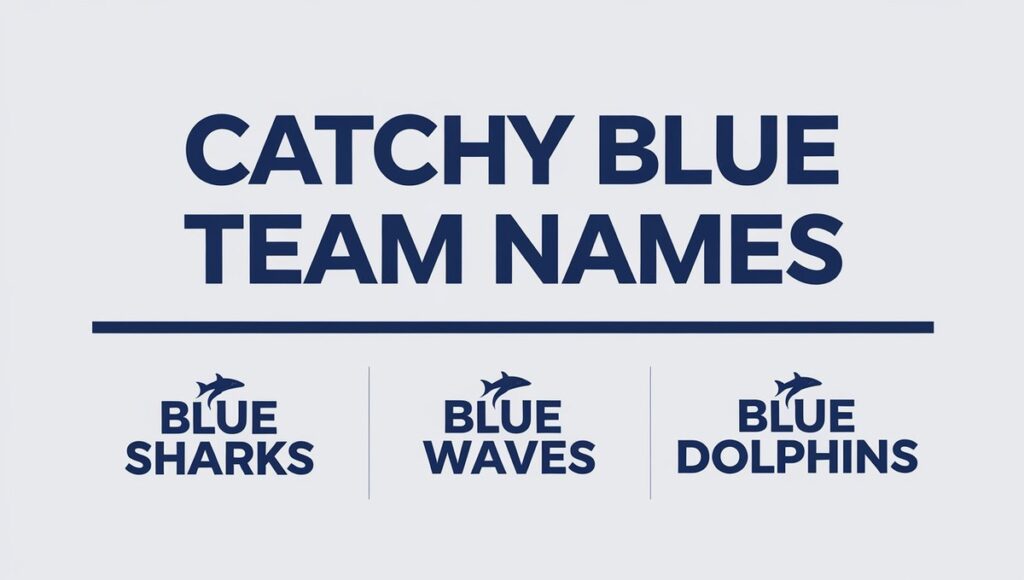 A creative display of catchy blue team names, showcasing vibrant colors and engaging typography.