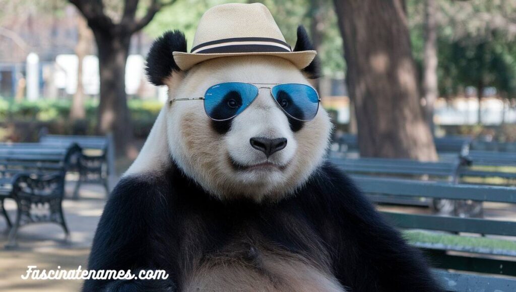 A cool panda bear rocking sunglasses and a stylish hat, ready for a fun day in the sun.