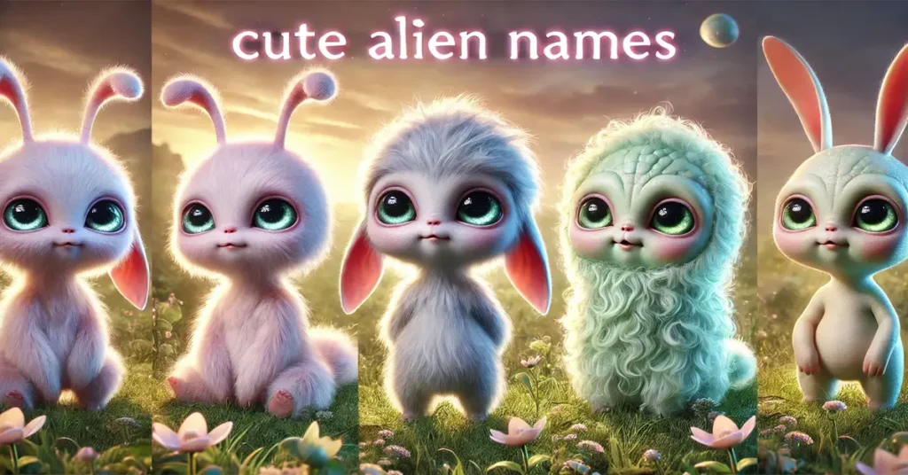  A colorful list of adorable alien names, featuring quirky fonts and playful designs that spark imagination.