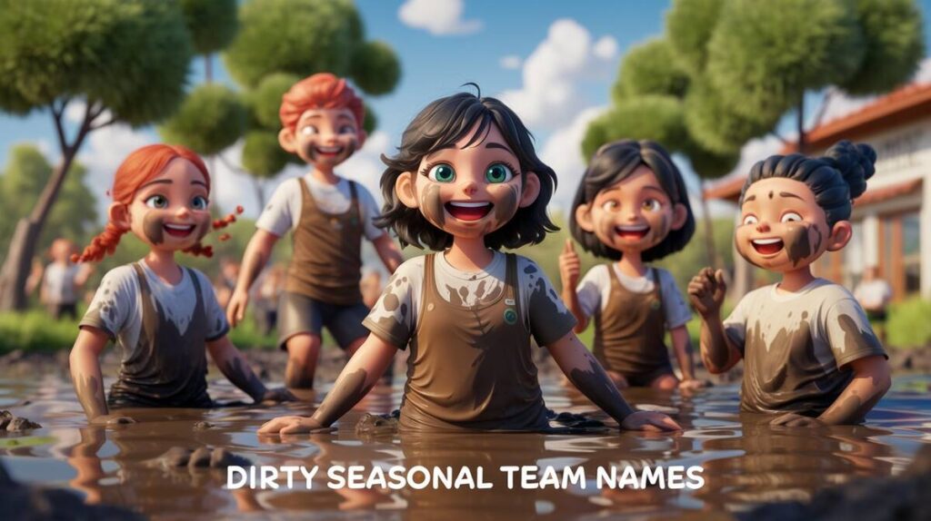 A creative display of humorous and edgy seasonal team names, showcasing playful wordplay and clever themes.