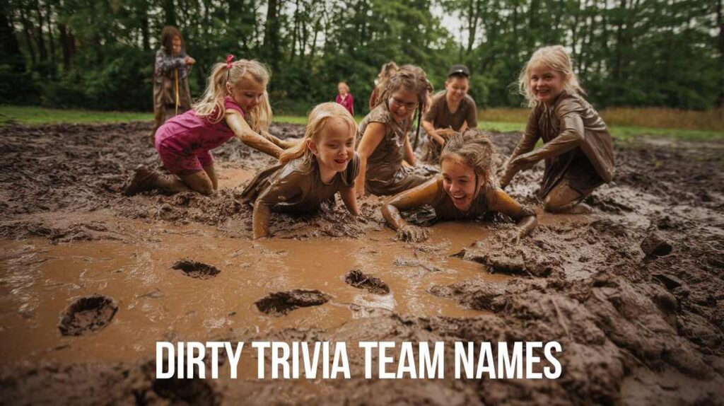 An assortment of amusing and suggestive trivia team names, emphasizing clever humor and team spirit in trivia games.