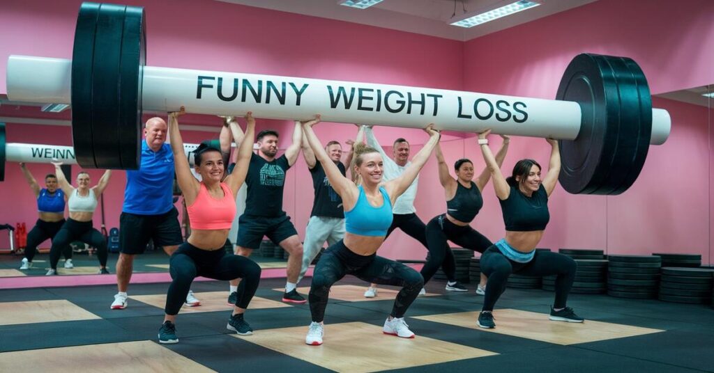 A diverse group of individuals engaged in a weight lifting exercise, showcasing teamwork and fitness dedication.