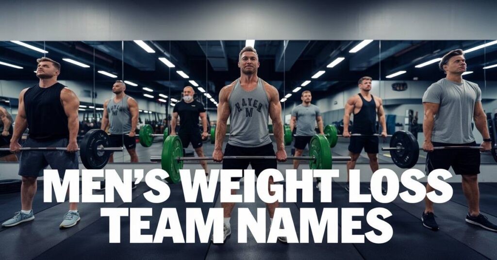 A collection of creative team names for men's weight loss groups, showcasing motivation and camaraderie.