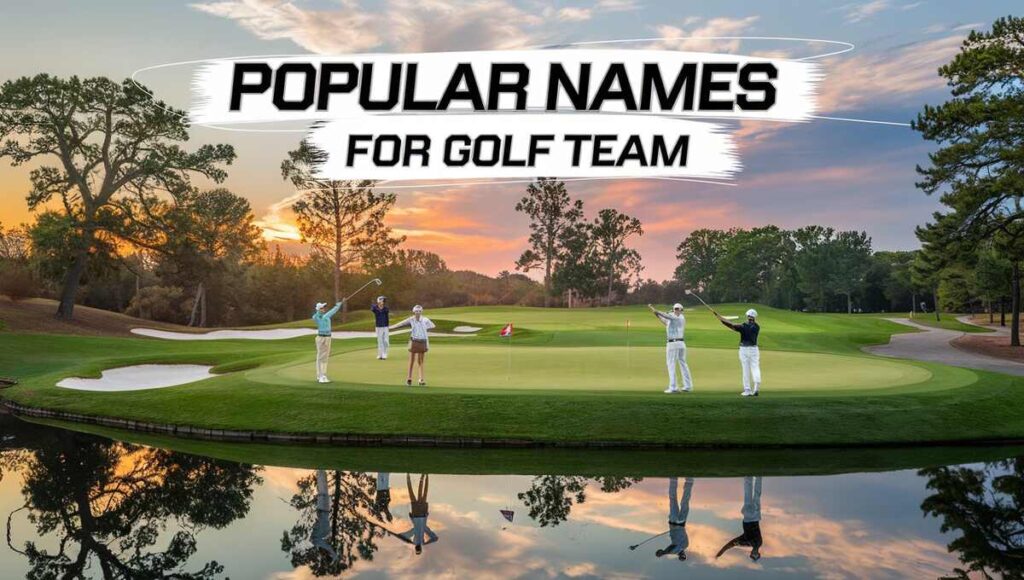 A graphic showcasing creative and popular names for golf teams, featuring various playful and competitive titles.