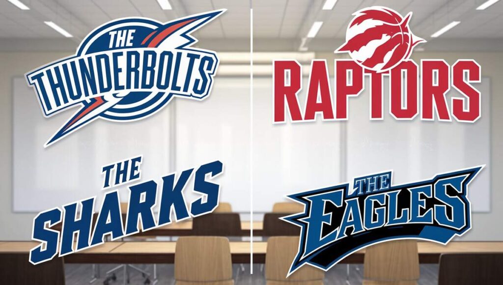 logos of the Toronto Raptors, Oklahoma City Thunder, and San Jose Sharks displayed together in a dynamic arrangement.