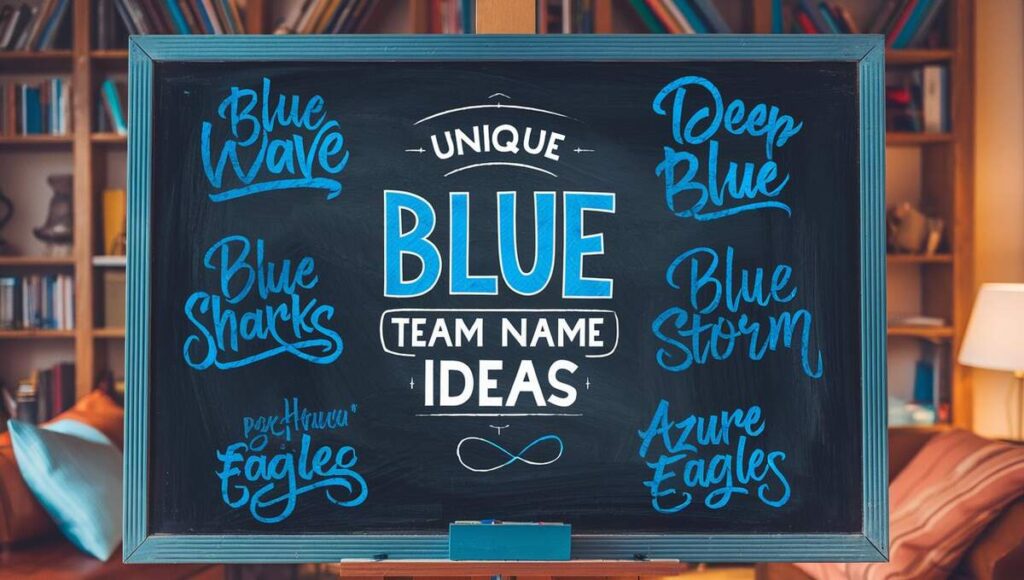 Creative blue team names ideas displayed in a visually appealing format, showcasing uniqueness and originality.