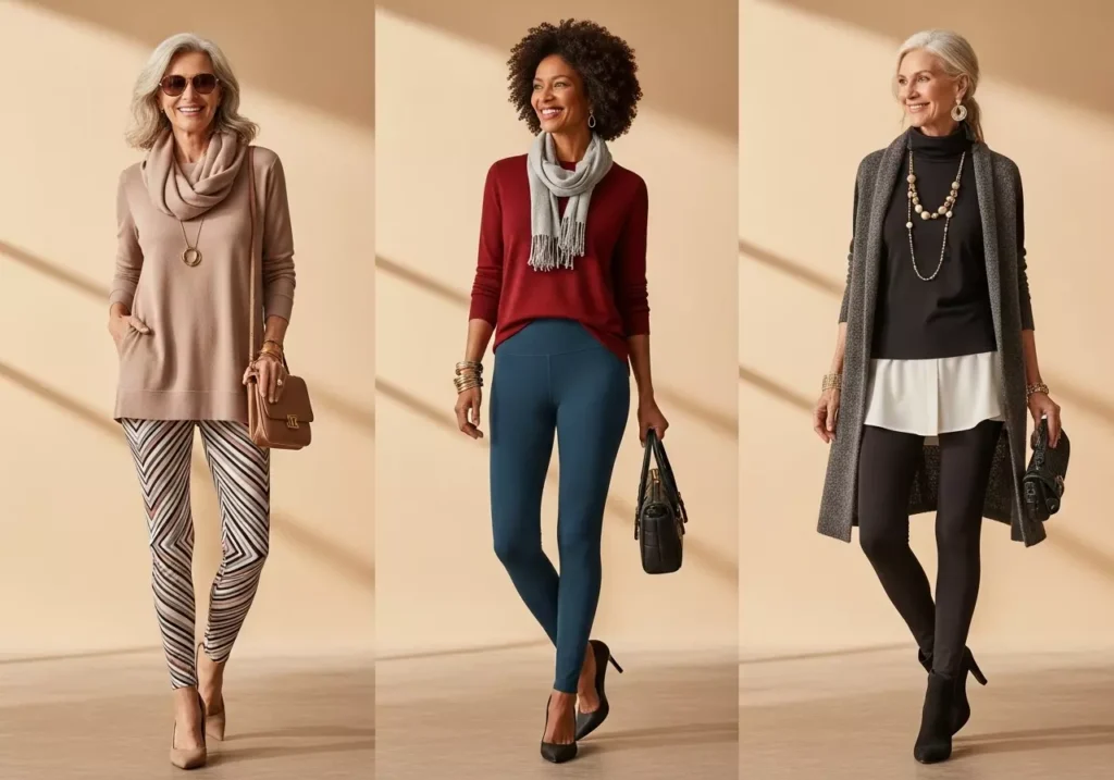 Flattering Leggings Outfit Ideas for Women Over 50 Who Love Fashion