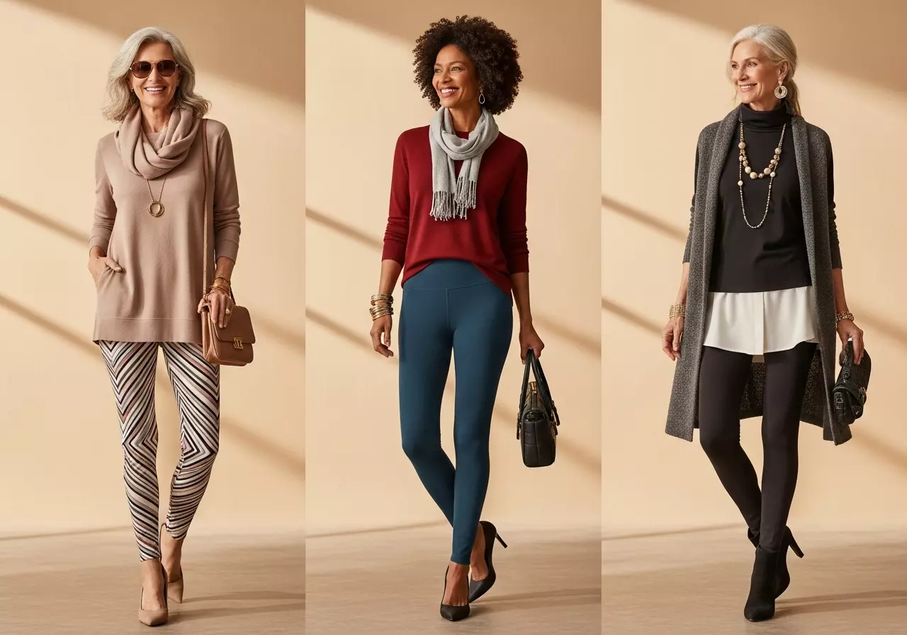 Flattering Leggings Outfit Ideas for Women Over 50 Who Love Fashion